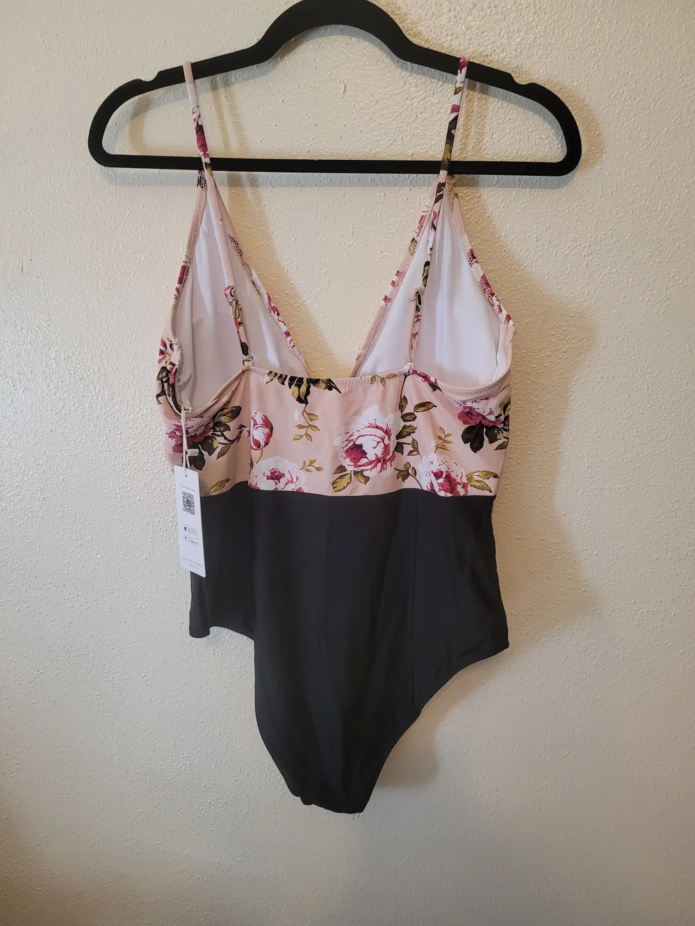 Cupshe Pink Floral and Black One-Piece Swimsuit